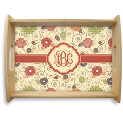 Fall Flowers Natural Wooden Tray - Large (Personalized)