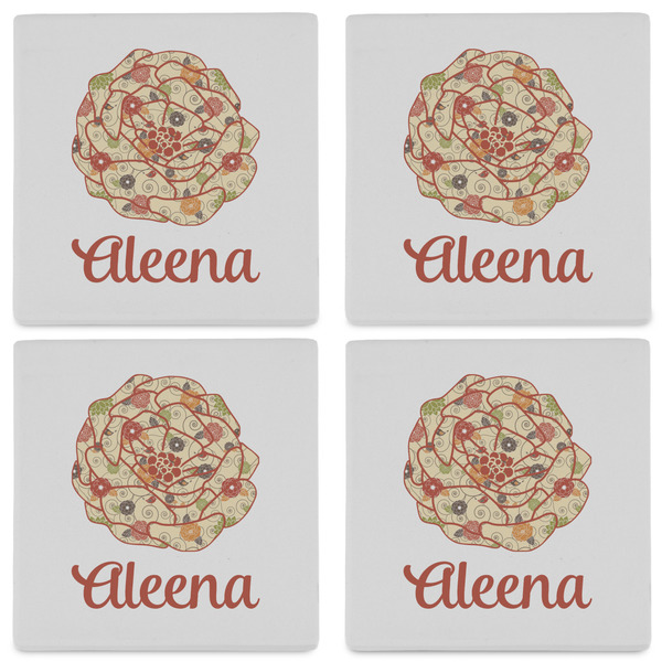 Fall Flowers Set of 4 Sandstone Coasters - See All 4 View