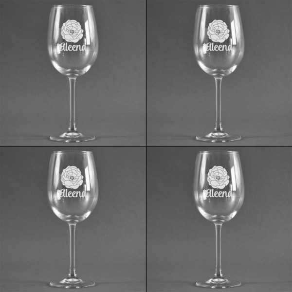 Fall Flowers Set of Four Personalized Wineglasses (Approval)