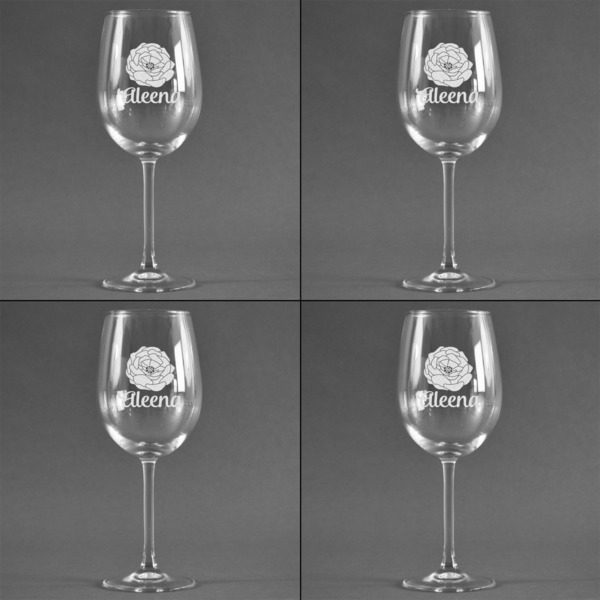 Fall Flowers Set of Four Personalized Wineglasses (Approval)