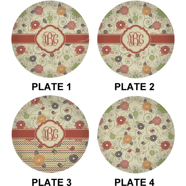 Fall Flowers Set of Lunch / Dinner Plates (Approval)