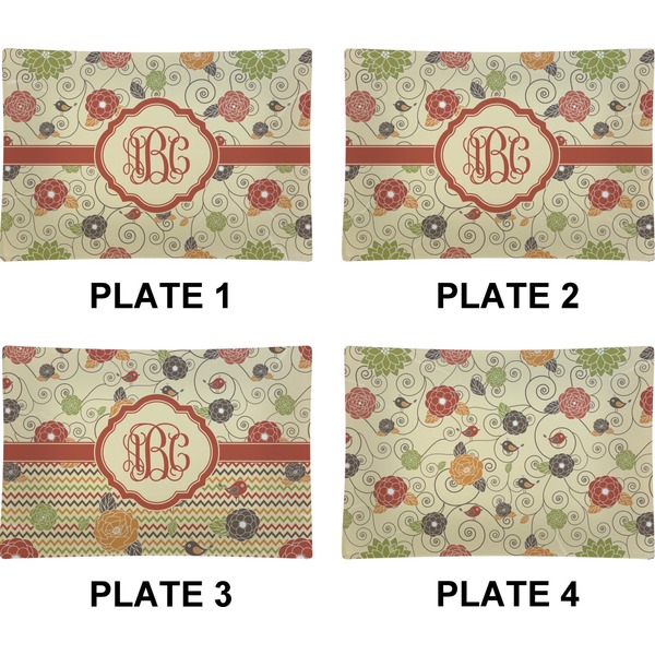 Fall Flowers Set of Rectangular Appetizer / Dessert Plates (Approval)