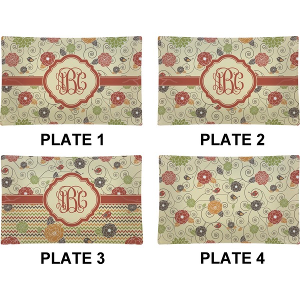 Fall Flowers Set of Rectangular Dinner Plates (Approval)