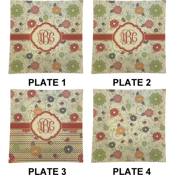Fall Flowers Set of Square Dinner Plates (Approval)