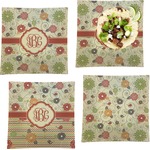 Fall Flowers Set of 4 Glass Square Lunch / Dinner Plate 9.5" (Personalized)