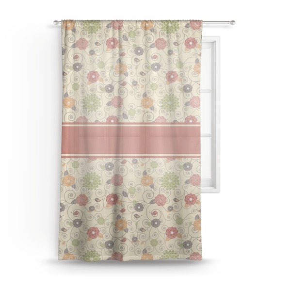 Custom Fall Flowers Sheer Curtain - 50"x84"