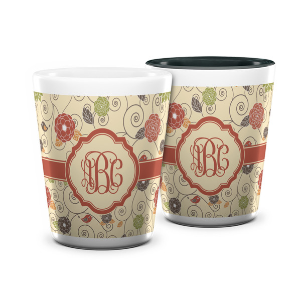 Custom Fall Flowers Ceramic Shot Glass - 1.5 oz (Personalized)