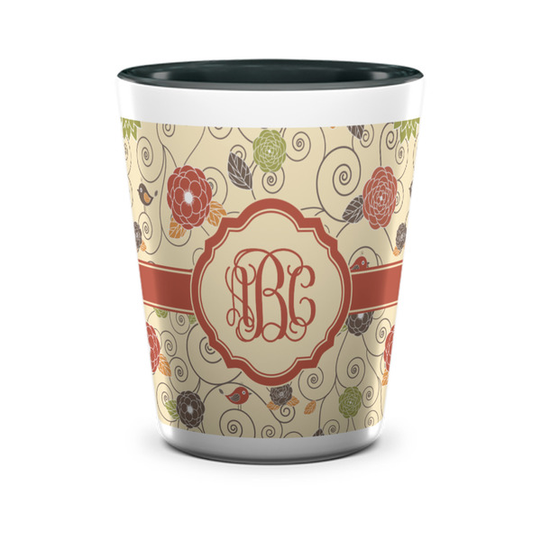 Fall Flowers Shot Glass - Two Tone - FRONT