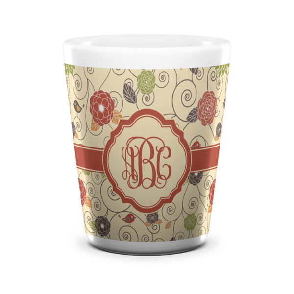 Fall Flowers Shot Glass - White - FRONT
