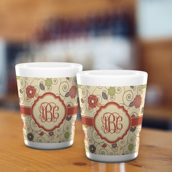 Fall Flowers Shot Glass - White - LIFESTYLE