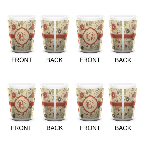 Fall Flowers Shot Glass - White - Set of 4 - APPROVAL