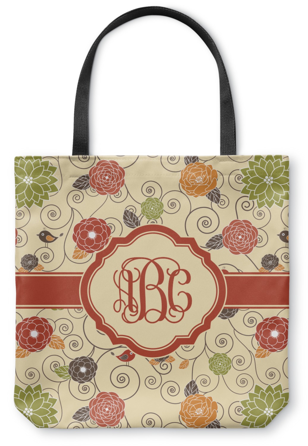Fall Flowers Canvas Tote Bag - Small - 13&quot;x13&quot; (Personalized) - YouCustomizeIt