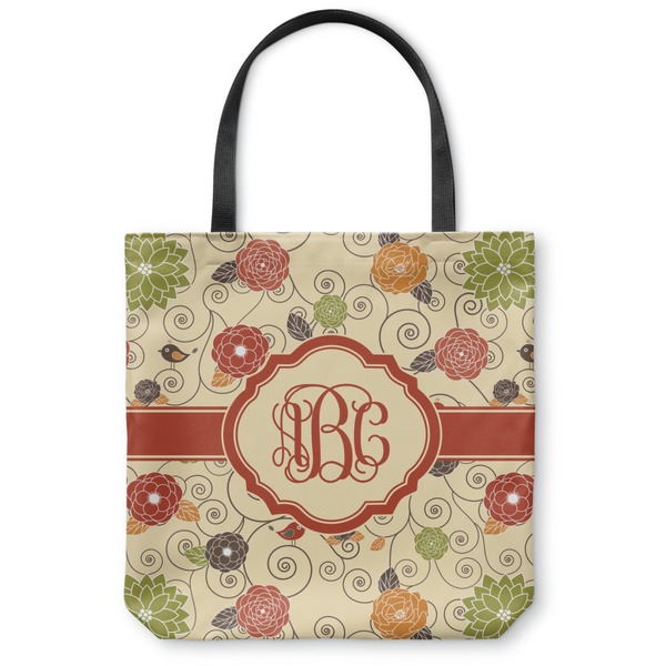 Custom Fall Flowers Canvas Tote Bag - Small - 13"x13" (Personalized)