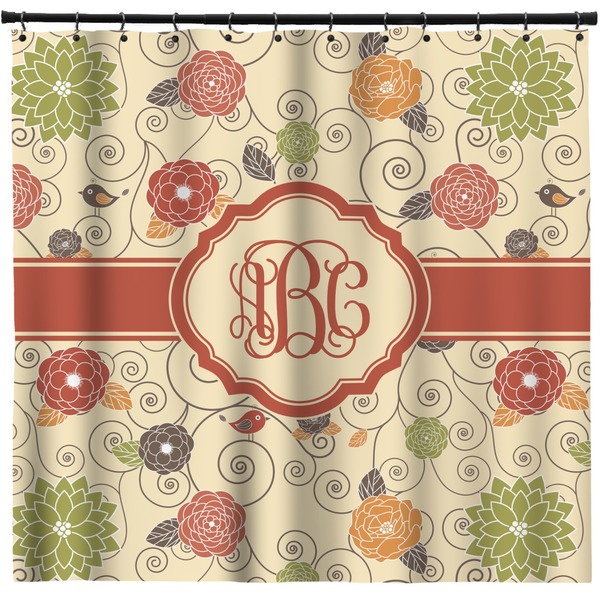 Custom Fall Flowers Shower Curtain - 71" x 74" (Personalized)