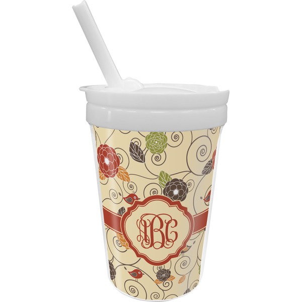 Custom Fall Flowers Sippy Cup with Straw (Personalized)