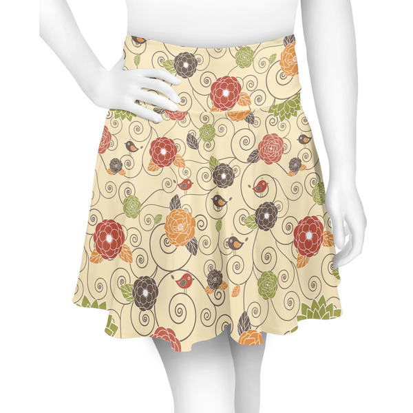 Custom Fall Flowers Skater Skirt - X Large