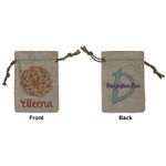 Fall Flowers Small Burlap Gift Bag - Front & Back (Personalized)
