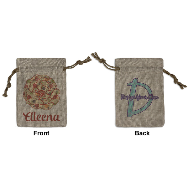 Custom Fall Flowers Small Burlap Gift Bag - Front & Back (Personalized)