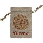 Fall Flowers Small Burlap Gift Bag - Front (Personalized)
