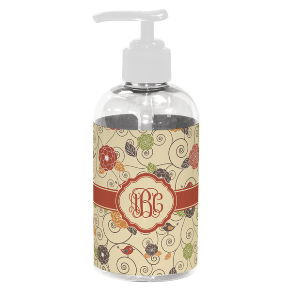 Custom Fall Flowers Plastic Soap / Lotion Dispenser (8 oz - Small - White) (Personalized)