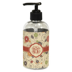 Fall Flowers Plastic Soap / Lotion Dispenser (8 oz - Small - Black) (Personalized)