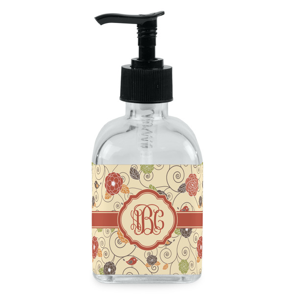 Custom Fall Flowers Glass Soap & Lotion Bottle - Single Bottle (Personalized)