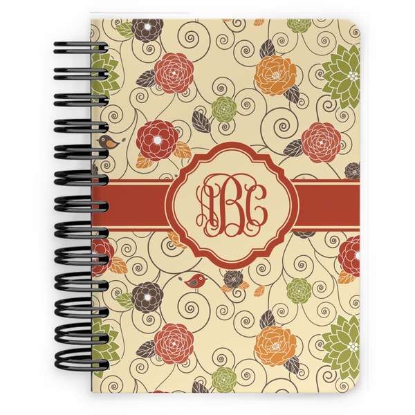 Custom Fall Flowers Spiral Notebook - 5x7 w/ Monogram