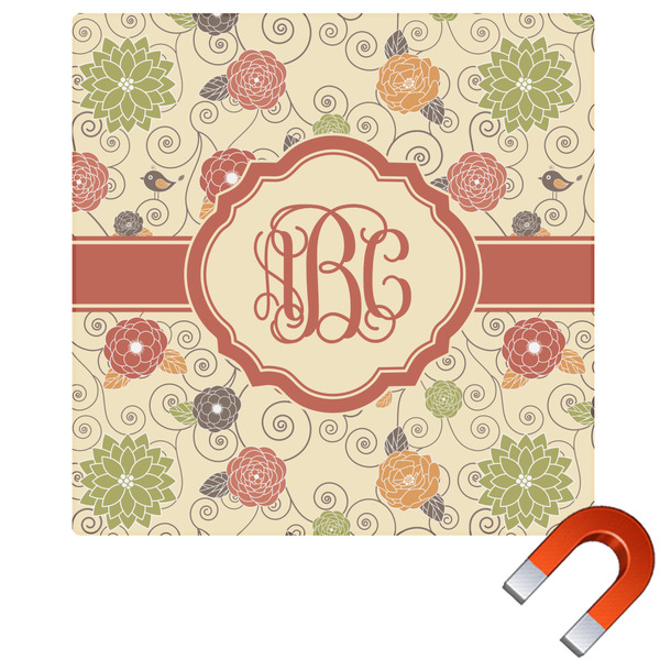 Custom Fall Flowers Square Car Magnet - 6" (Personalized)