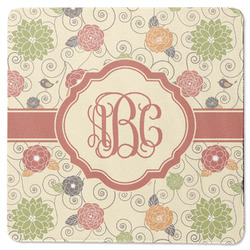 Fall Flowers Square Rubber Backed Coaster (Personalized)