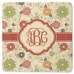 Fall Flowers Square Rubber Backed Coaster (Personalized)