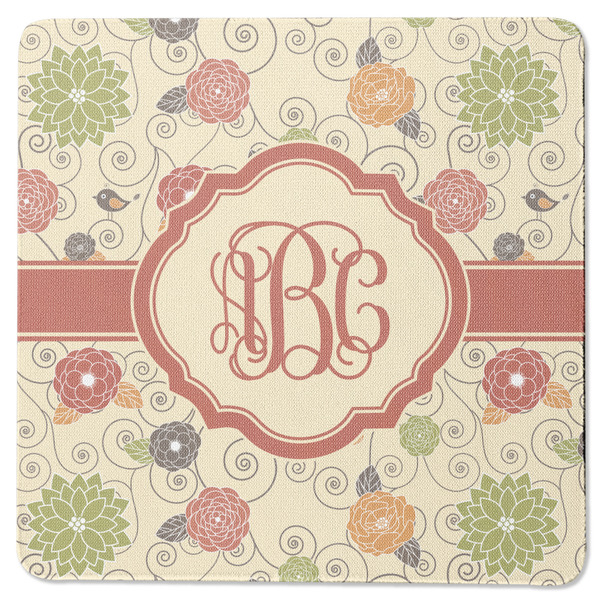 Custom Fall Flowers Square Rubber Backed Coaster (Personalized)
