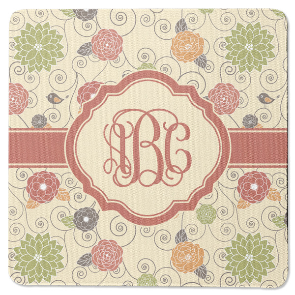 Fall Flowers Square Coaster Rubber Back - Single
