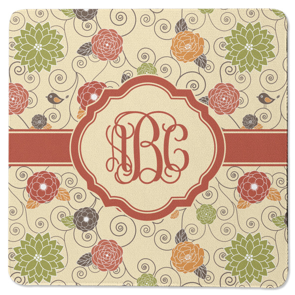 Custom Fall Flowers Square Rubber Backed Coaster (Personalized)