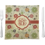 Fall Flowers Glass Square Lunch / Dinner Plate 9.5" (Personalized)