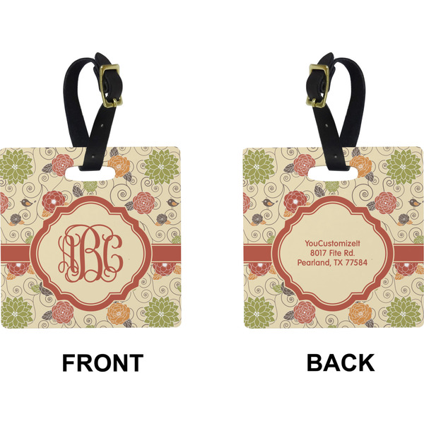 Fall Flowers Square Luggage Tag (Front + Back)