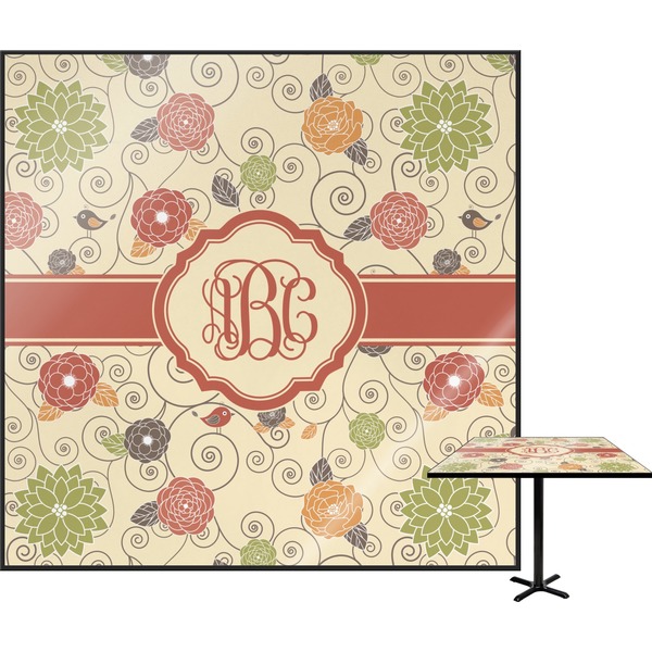 Custom Fall Flowers Square Table Top - 24" (Personalized)