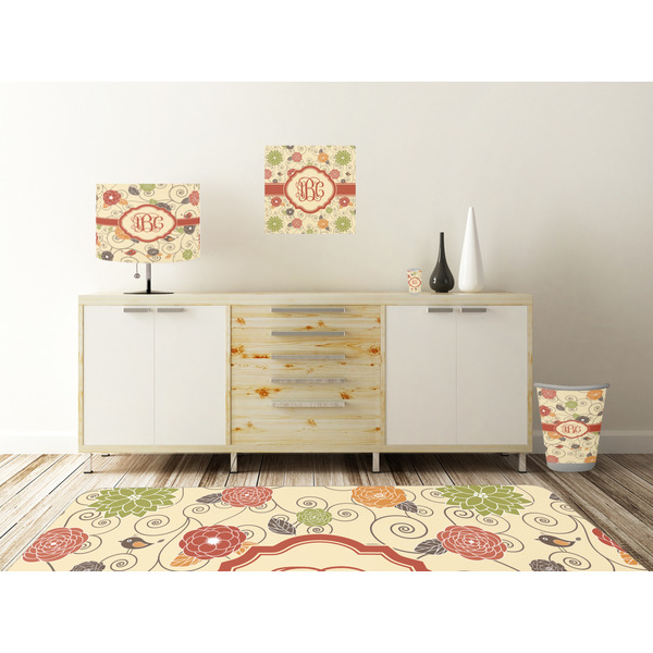 Fall Flowers Square Wall Decal Wooden Desk