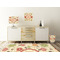 Fall Flowers Square Wall Decal Wooden Desk
