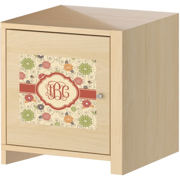 Fall Flowers Square Wall Decal on Wooden Cabinet