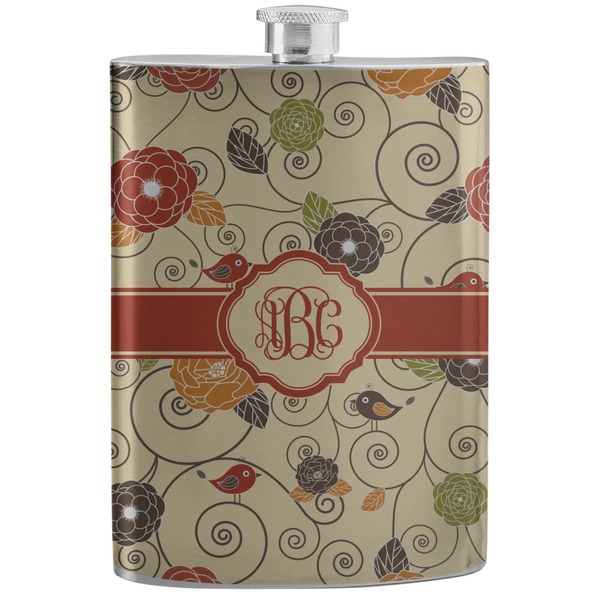 Custom Fall Flowers Stainless Steel Flask (Personalized)