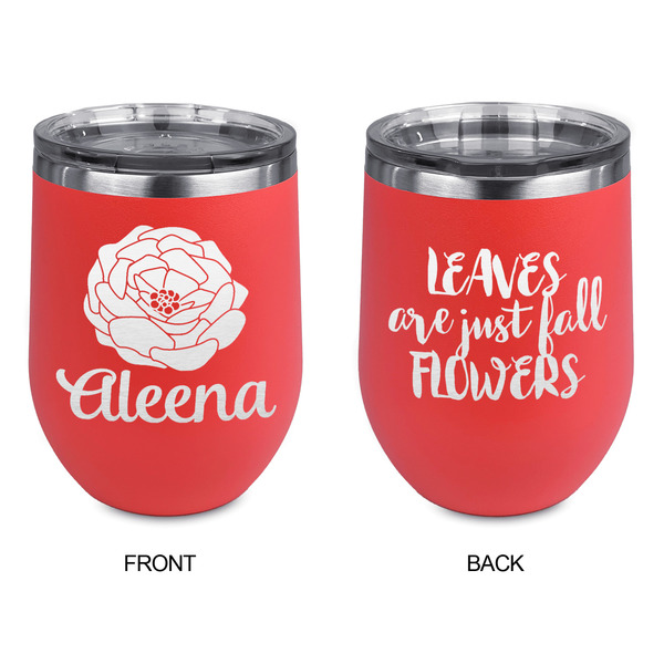 Fall Flowers Stainless Wine Tumblers - Coral - Double Sided - Approval