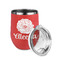 Fall Flowers Stainless Wine Tumblers - Coral - Single Sided - Alt View