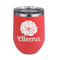 Fall Flowers Stainless Wine Tumblers - Coral - Single Sided - Front