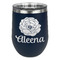 Fall Flowers Stainless Wine Tumblers - Navy - Single Sided - Front