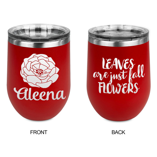 Fall Flowers Stainless Wine Tumblers - Red - Double Sided - Approval