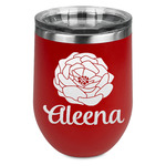 Fall Flowers Stemless Stainless Steel Wine Tumbler - Red - Single Sided (Personalized)