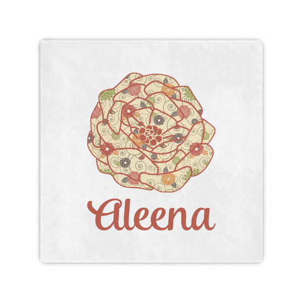 Custom Fall Flowers Cocktail Napkins (Personalized)