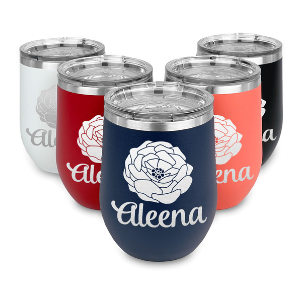 Fall Flowers Steel Wine Tumblers Multiple Colors