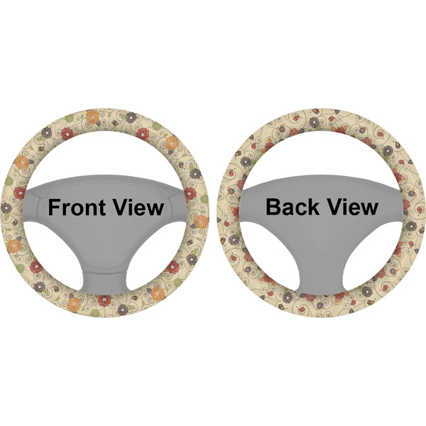 Fall Flowers Steering Wheel Cover- Front and Back