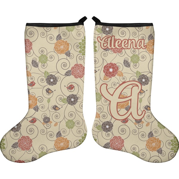 Custom Fall Flowers Holiday Stocking - Double-Sided - Neoprene (Personalized)